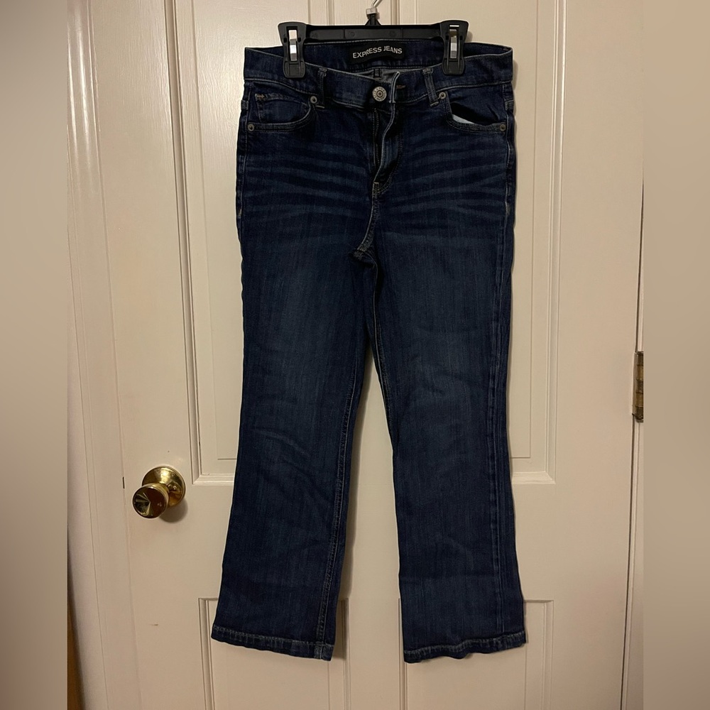 Express Women's Dark Blue Crop High Rise Jeans